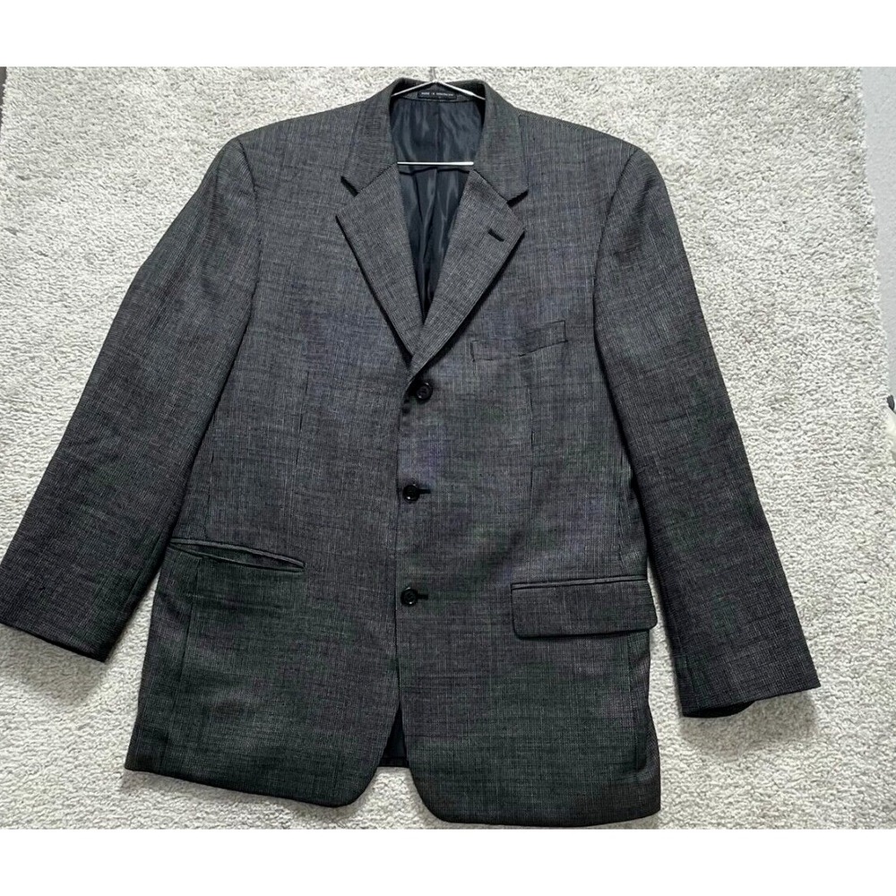Alfani Blazer Men's 42 R Gray Single Breasted‎ Three Button 100% Wool Dress Coat